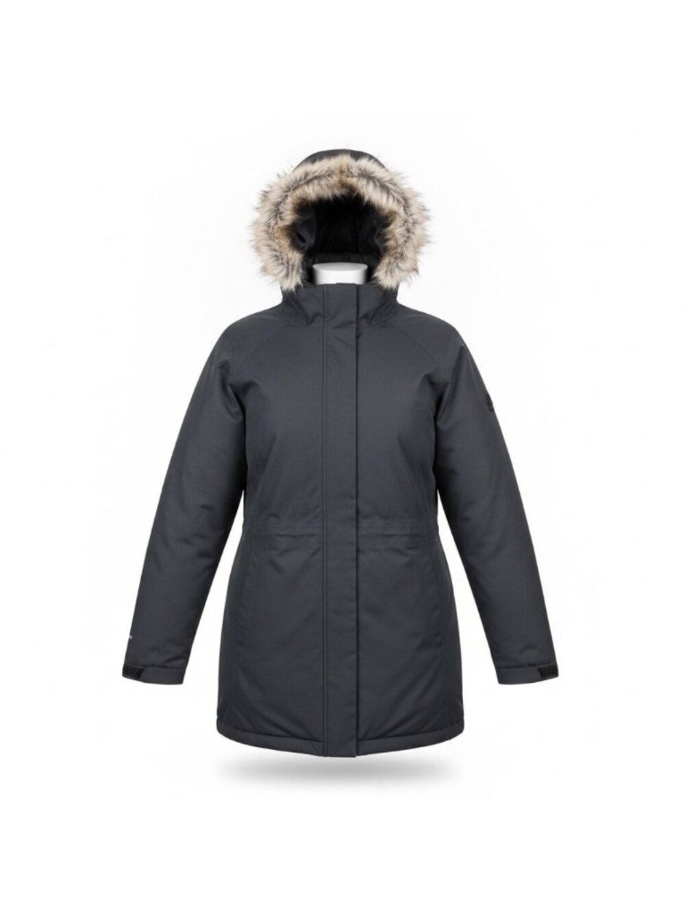 Eddie Bauer Womens Black Parka Faux Fur Hood Insulated Winter Coat Sz XL